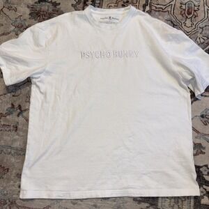 Men's Psycho Bunny Windcrest White Embroidered Logo T-shirt Large Pima Cotton